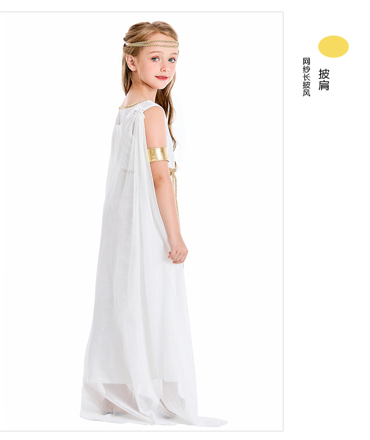 Costume Kids Greek Goddess Grecian Athena White Roman Princess Outfit Dress